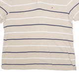 TOMMY HILFIGER Mens Polo Shirt Beige Striped L