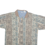BUGLE BOY Patterned Mens Polo Shirt Brown 90s Crazy Pattern L