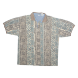 BUGLE BOY Patterned Mens Polo Shirt Brown 90s Crazy Pattern L