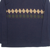 TOMMY HILFIGER Mens Polo Shirt Blue 90s Argyle Long Sleeve XL