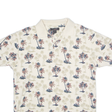 C&B USA Palm Tree Print Mens Polo Shirt Cream L