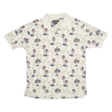 C&B USA Palm Tree Print Mens Polo Shirt Cream L