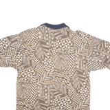 CUTTER & BUCK Mens Polo Shirt Brown 90s Crazy Pattern M
