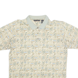TONI RICHARDS Mens Polo Shirt Cream 90s Floral M