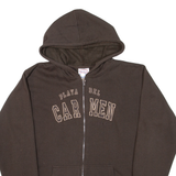 LE MAN Carmen Mexico Womens Brown Hoodie Full Zip M