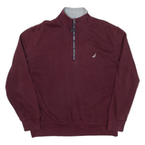 NAUTICA Mens Sweatshirt Maroon 1/4 Zip L