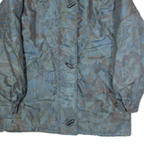 IZZI Insulated Womens Coat Blue 90s Crazy Pattern M