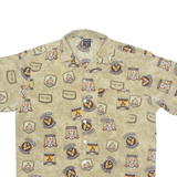 AVIREX Badge Print Mens Shirt Brown Patchwork M