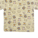AVIREX Badge Print Mens Shirt Brown Patchwork M