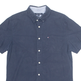 TOMMY HILFIGER Custom Fit Mens Plain Shirt Blue M