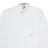 TOMMY HILFIGER Mens Shirt White Check Long Sleeve XL