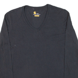 CARHARTT Relaxed Fit Womens T-Shirt Black Long Sleeve V-Neck M