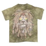Lion Mens Tie Dye T-Shirt Green L