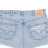 LEVI'S Floral Embroidered Cut Off 505 Womens Denim Shorts Blue XL W37