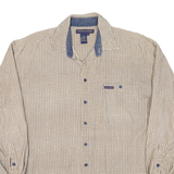 POINT ZERO Mens Corduroy Shirt Beige Check Long Sleeve L