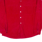 ANDBURST Mens Corduroy Shirt Red Long Sleeve L
