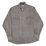 PREFAB Mens Corduroy Shirt Blue Check Long Sleeve L