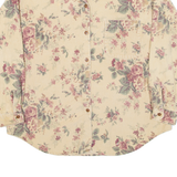 EDDIE BAUER Petite Womens Corduroy Shirt Beige Floral Long Sleeve M