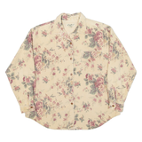 EDDIE BAUER Petite Womens Corduroy Shirt Beige Floral Long Sleeve M