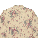 EDDIE BAUER Petite Womens Corduroy Shirt Beige Floral Long Sleeve M