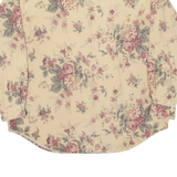 EDDIE BAUER Petite Womens Corduroy Shirt Beige Floral Long Sleeve M
