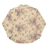 EDDIE BAUER Petite Womens Corduroy Shirt Beige Floral Long Sleeve M
