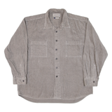 PURE STUFF Mens Corduroy Shirt Grey Long Sleeve 2XL