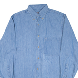 LANDS END Mens Denim Shirt Blue Long Sleeve S