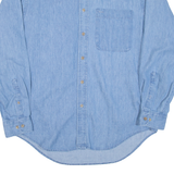 LANDS END Mens Denim Shirt Blue Long Sleeve M