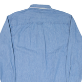 LANDS END Mens Denim Shirt Blue Long Sleeve M