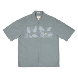 HIBISCUS Mens Hawaiian Shirt Green Floral L