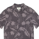 ISLAND SHORES Mens Hawaiian Shirt Grey Floral M