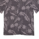 ISLAND SHORES Mens Hawaiian Shirt Grey Floral M