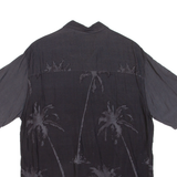 ISLAND SHORES Mens Hawaiian Shirt Black Floral M