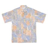 TACOT BLEU Mens Hawaiian Shirt Blue Crazy Pattern S