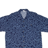 BONE Mens Hawaiian Shirt Blue Floral L