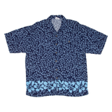 BONE Mens Hawaiian Shirt Blue Floral L