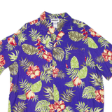 KING SIZE Tall Mens Hawaiian Shirt Purple Floral L