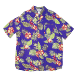 KING SIZE Tall Mens Hawaiian Shirt Purple Floral L