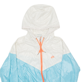 NIKE Womens Track Jacket Blue Nylon Hooded Colourblock M