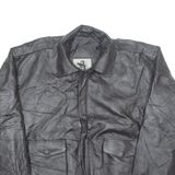 BURKS BAY Mens Workwear Coat Black Leather XL