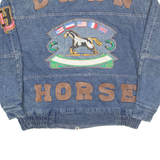 KOWLOON JEANS Dark Horse Mens Sherpa Lined Denim Jacket Blue USA XL