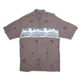 PIERRE CARDIN Mens Hawaiian Shirt Brown Crazy Pattern L