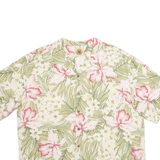 PUSSIES WEST INDIES Mens Hawaiian Shirt Beige Silk Floral XL