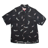 CARIBBEAN JOE Mens Hawaiian Shirt Black Crazy Pattern M