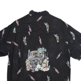 CARIBBEAN JOE Mens Hawaiian Shirt Black Crazy Pattern M