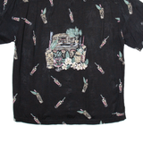 CARIBBEAN JOE Mens Hawaiian Shirt Black Crazy Pattern M