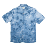 ISLAND SHORES Mens Hawaiian Shirt Blue Crazy Pattern M