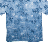 ISLAND SHORES Mens Hawaiian Shirt Blue Crazy Pattern M
