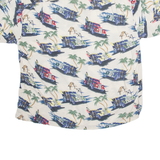 PACIFIC BLUE Mens Hawaiian Shirt Cream Crazy Pattern XL